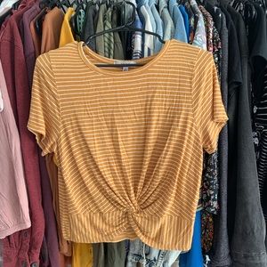 Gaze Striped Yellow Crop Top with Twist